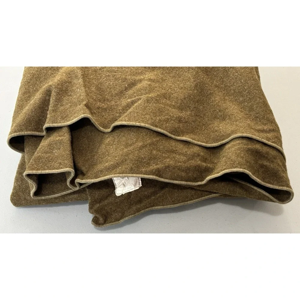 US Army Wool Blanket Military Vintage 1953 Olive Drab 60x72 Chatham Mfg Co
